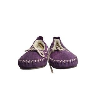 L.L. Bean Hearthside Purple Suede Slip-on Slipper Moccasin Shoes 6M